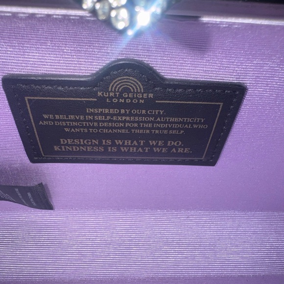 Kurt Geiger Purple Clutch with Silver cross body Chain EUC - Picture 6 of 7
